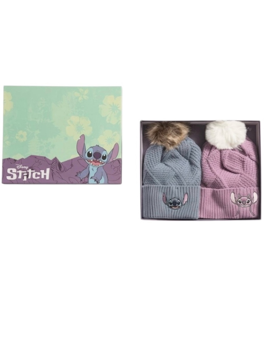 Disney’s Lilo and Stitch- 2 pk. Baby Soft Faux Fur Pom Pom Minky Beanies (NWT)